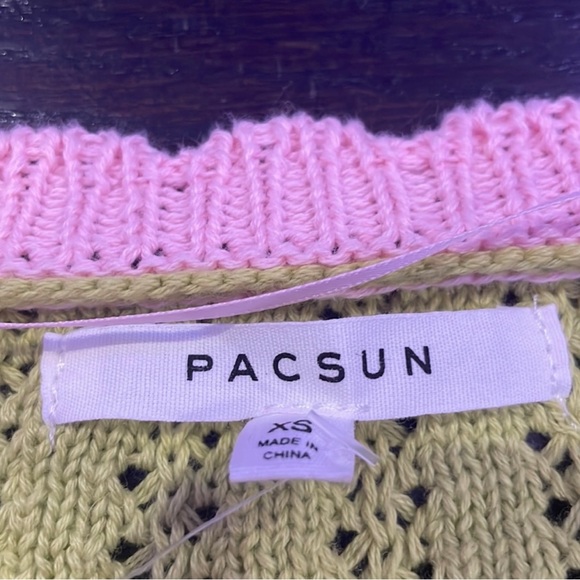 PacSun Women’s Stripe Pointelle Cotton Sweater XS - Picture 3 of 4